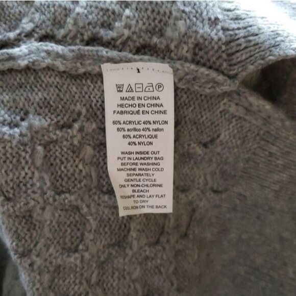 Michael Kors Cable Knit Turtle Neck Raglan Sleeve Sweater Women's Large Grey - Picture 6 of 6
